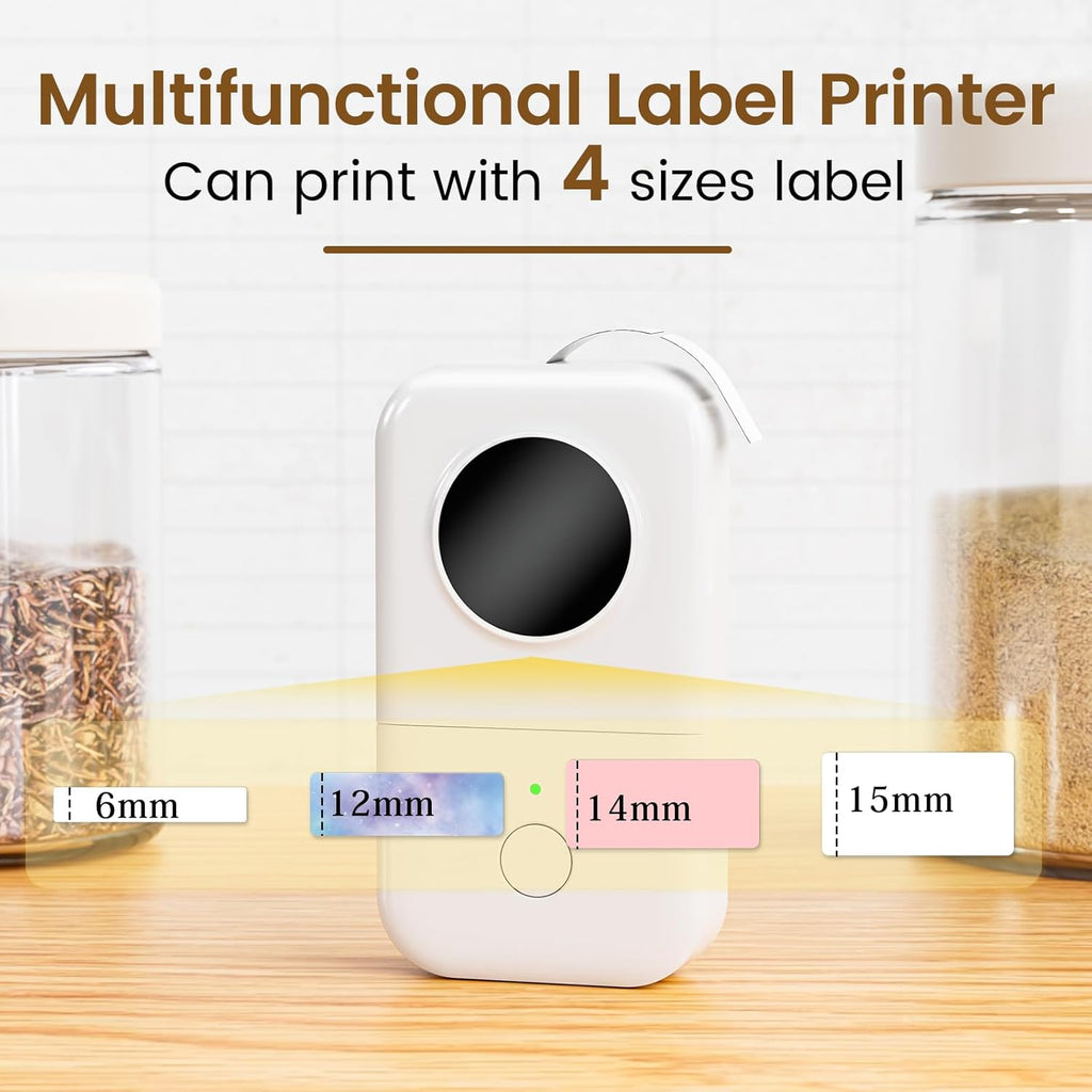 Phomemo D30 Label Maker with 3 Tapes, Bluetooth Wireless Mini Pocket Smartphone Label Maker Machine, Small Thermal Printer Rechargeable Labeler for Home Office Labeler, Works with Tablet, Phones