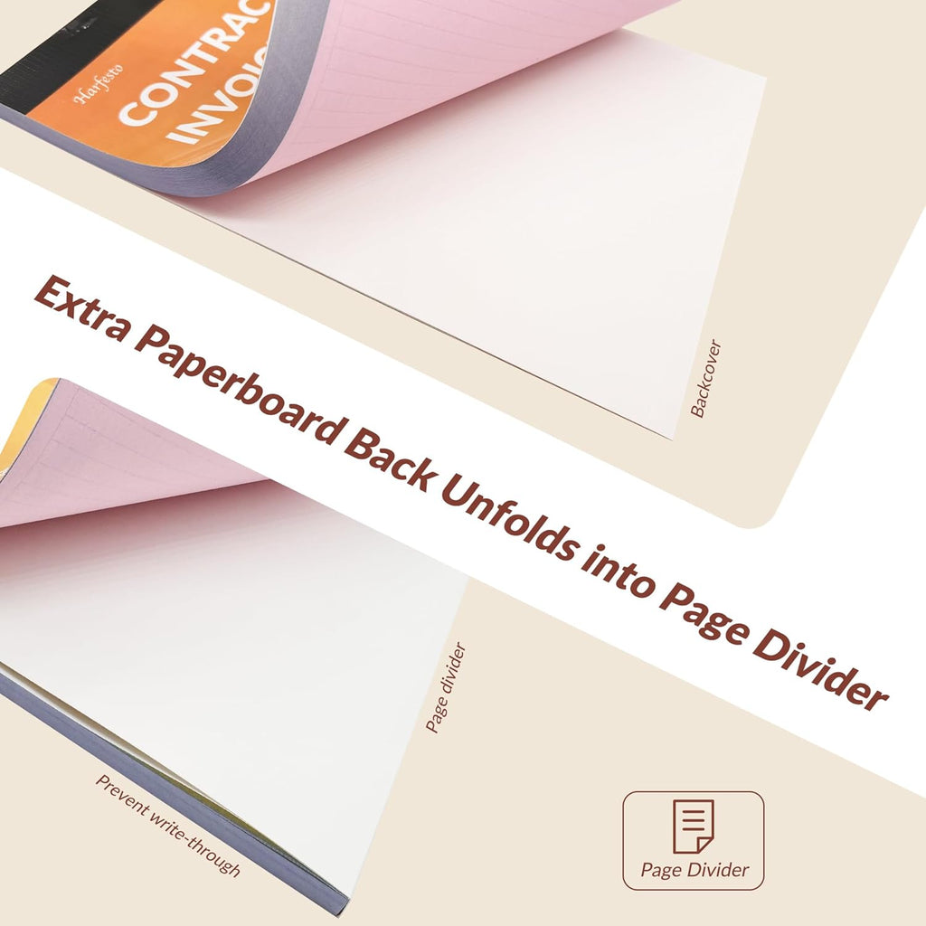 Large Contractor Invoice Book, Invoice Receipt Book for Small Business, 3 Part Carbonless Work Order Estimate Forms, 8x11 in, 200 Sets (4 Books)
