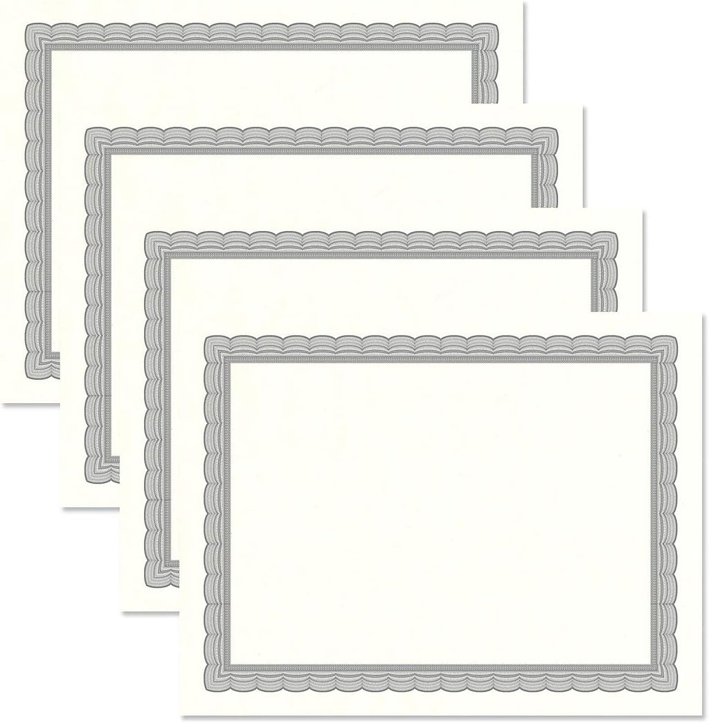Executive Gray & White Parchment Certificate Papers - Pack of 100, Laser & Inkjet Printer Compatible, For Office, Business Awards, Graduation, School Diplomas, 8-1/2" x 11" on 60 lb. Text Stock