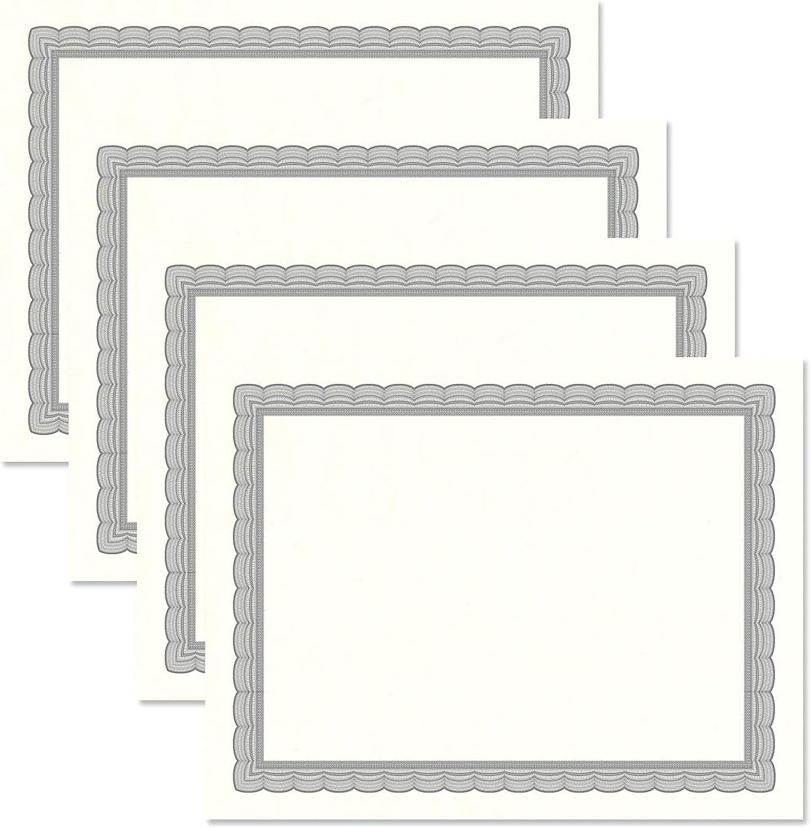 Executive Gray & White Parchment Certificate Papers - Pack of 100, Laser & Inkjet Printer Compatible, For Office, Business Awards, Graduation, School Diplomas, 8-1/2" x 11" on 60 lb. Text Stock