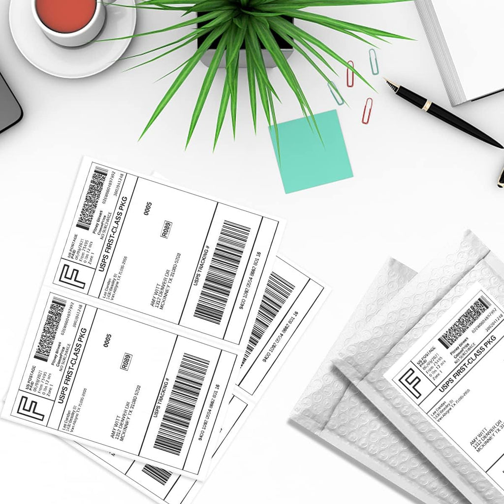 BESTEASY 1000 Half Sheet Self Adhesive Shipping Labels, Laser/Ink Jet White Blank Shipping Labels 8.5" x 5.5" Address Labels (500 Sheet Total 1000 Labels)