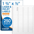1 3/4" X 1/2" Matte White Return Address Labels Compatible with Inkjet and Laser Printers - 250 Sheets, 20000 Small Printable Stickers for Mailing, Barcodes, Organization - Spartan Industrial