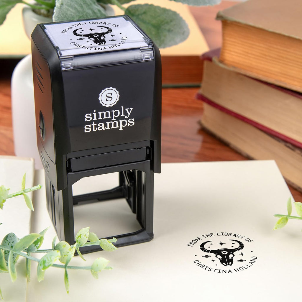 from The Library of Embossers & Stamps for Fantasy Book Readers | Custom Embosser | Custom Stamp | Ex Libris | Elevate Your Fantasy Collection of Stories and Novels (Design 4, Self-Inking Stamp)