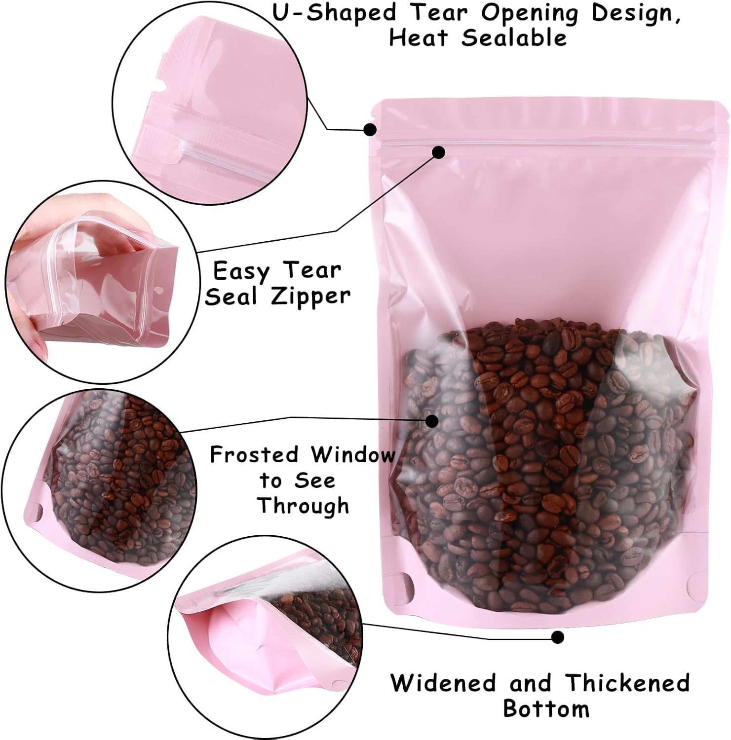 150 Pcs 4x6 Mylar Bags for Food Storage Mylar Bags with Window Stand Up Pouches Small Resealable Smell Proof Bags Freeze Dried Candy Packaging Bulk