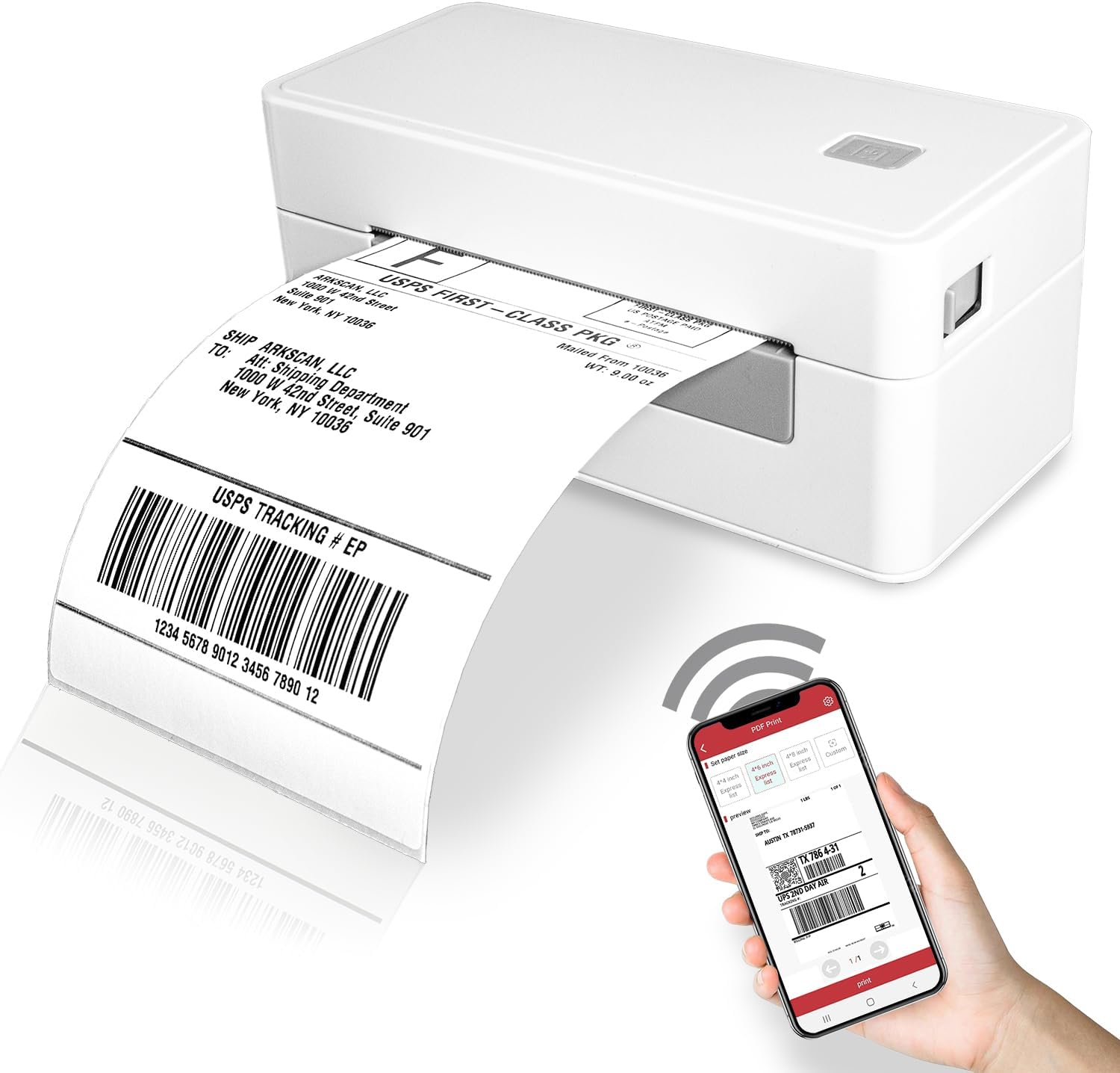 3044C-WF 300 DPI WiFi Shipping Label Printer Label Design Software on Windows, Print Wireless on Windows iPhone/iPad Mac Android UPS FedEx Ebay Shopify Shipstation Fanfold Direct Label
