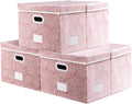 PRANDOM Extra Large Collapsible Storage Boxes with Lids Fabric Decorative Storage Bins Cubes Organizer Baskets with Cover Handles Divider for Bedroom Closet Living Room 19.7x15.7x11.6 Inch 3 Pack