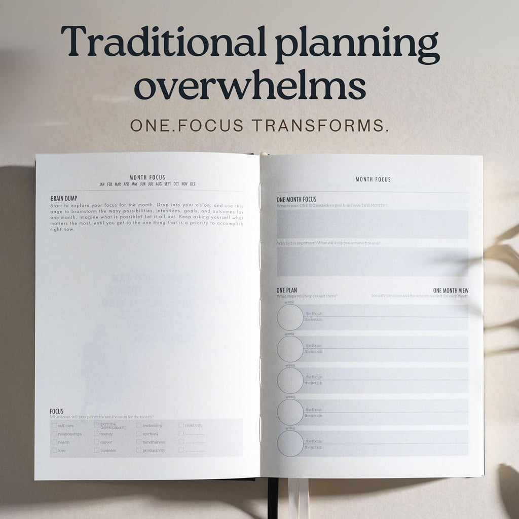 ONE FOCUS Planner: 90-Day Undated Daily Planner for ADHD and Productivity - Goal Setting, Anxiety Relief, Mindfulness Exercises, Gratitude, and Habit Tracker for Focus & Clarity - Ideal for Neurodivergent Adults & Busy Professionals, A5 Linen
