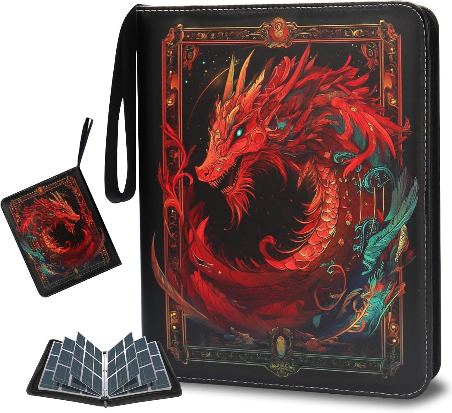 Card Binder 9 Pocket, Othran Trading Card Binder 900 Pockets with 50 Removable Sleeves and Zipper for Boys and Girls Organized