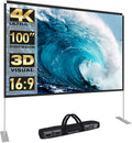 100 inch Projector Screen and Stand,Portable Projector Screen 4K HD Rear Front Projection Screen with Carry Bag for Outdoor Indoor Home Theater Backyard Cinema Travel