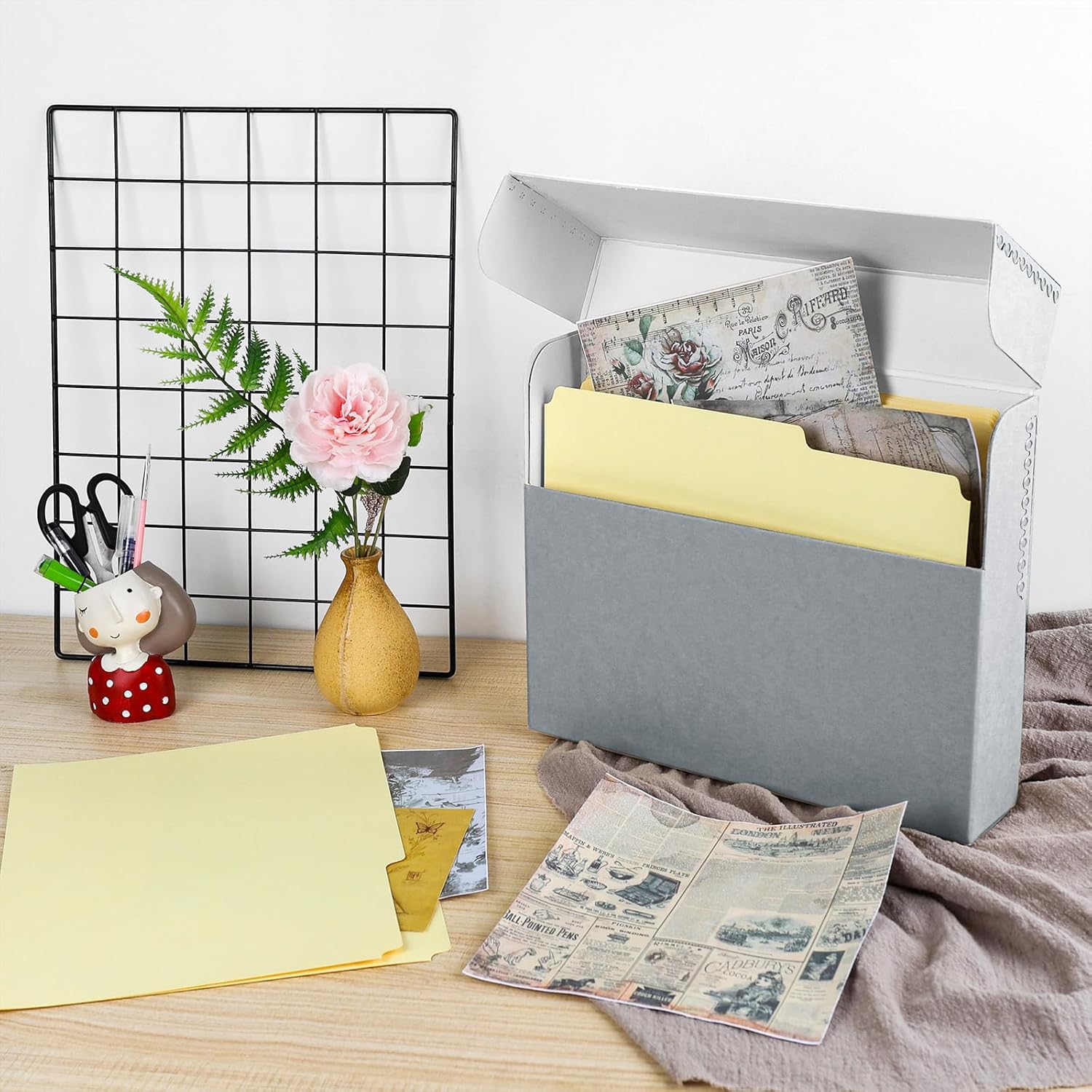 Lineco Archival Document Storage Box with Metal Edge, Acid-Free Gray Boxboard, Organize and Store Files, Prints, Photos, Letter-Sized Case 12.5" x 10.5" x 2.5" Wide, Pack of 2