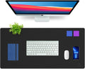 K KNODEL Desk Mat, Blotter, Dual-Sided Office Desk Pad, Waterproof Desk Mat for Desktop, Desk Blotters, PVC Leather Pad Protector (Black, 35.4" x 17")