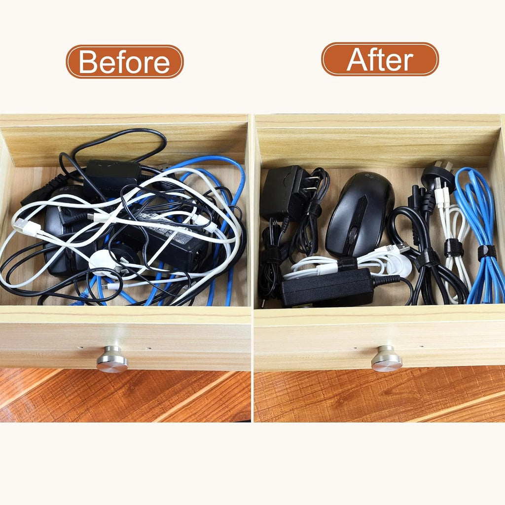 150PCS 8 Inch Reusable Cable Ties Wire Ties Cord Organizer Cable Organizer Adjustable Cable Management Black