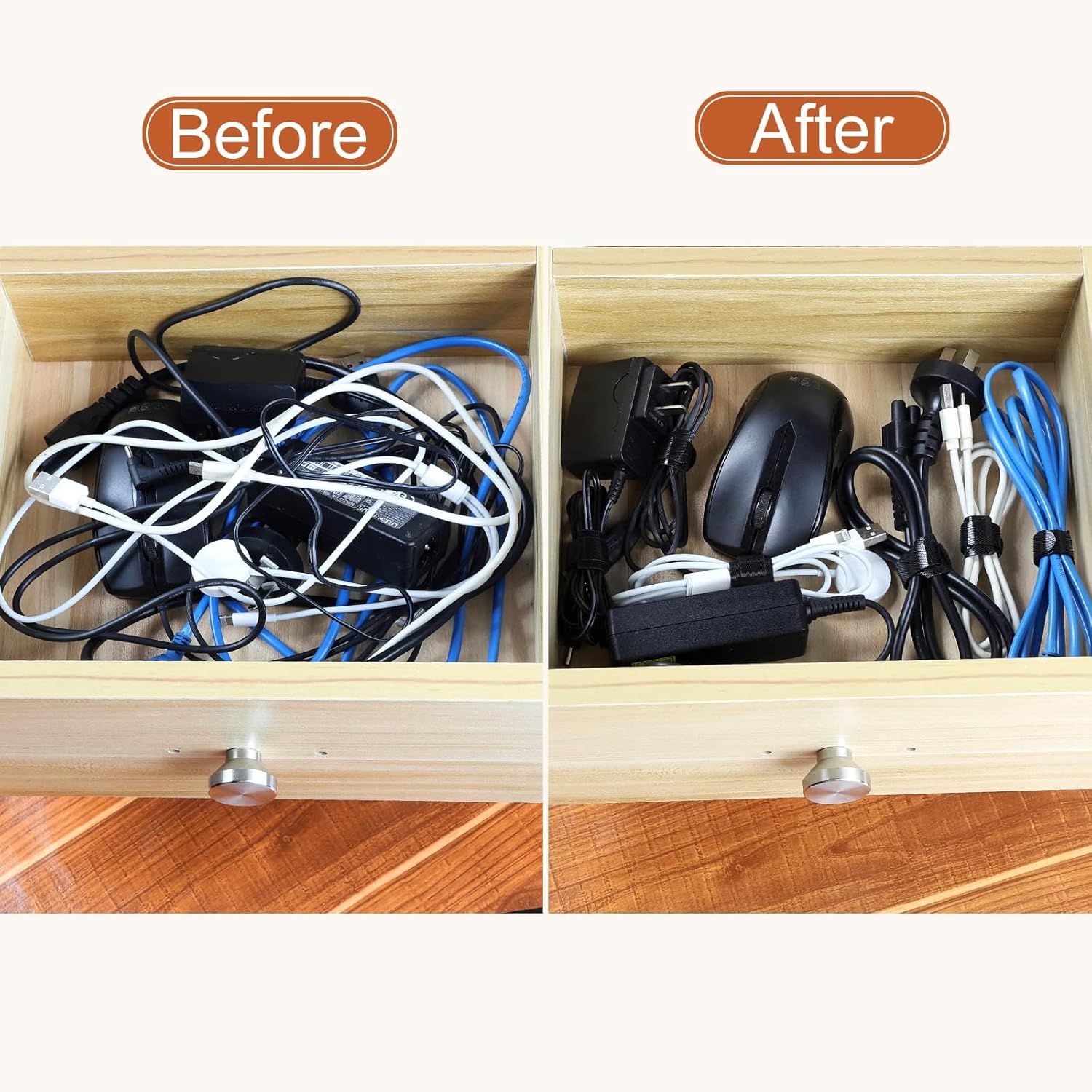 150PCS 8 Inch Reusable Cable Ties Wire Ties Cord Organizer Cable Organizer Adjustable Cable Management Black