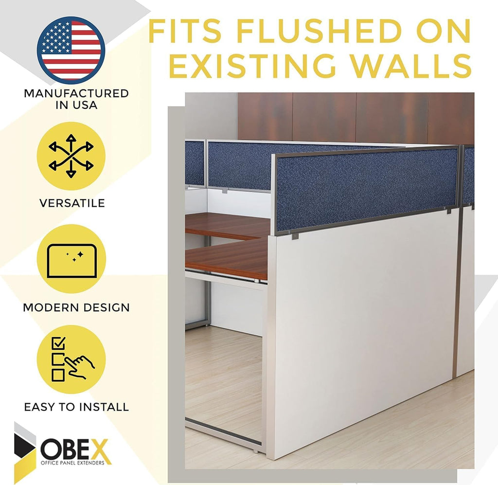 OBEX Acoustical Cubicle Privacy Screen Extender Desk Panel & Office Divider, Add Separation & Block Noise, 18" x 72", Slate