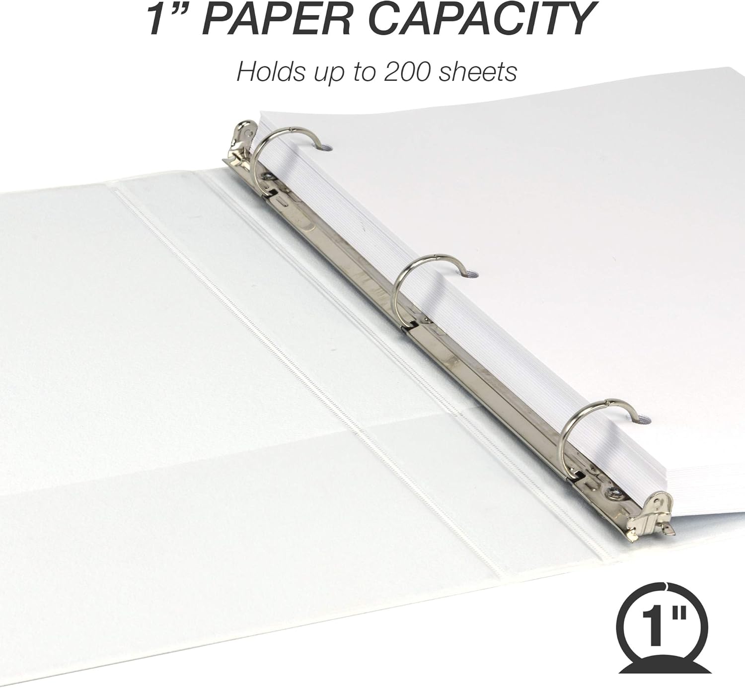Samsill Durable 1 Inch Binder, Made in the USA, Round Ring Customizable Clear View Binder, White, 8 Pack (S88437)