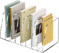 SANRUI Acrylic Desk File Organizer, 8 Vertical Compartments Clear Magazine File Holder Workspace Sorters, Folder Rack for Office Accessories Organization Storage