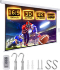 Projector Screen Motorized Pull Down 84 Inch 16:9 Electric Projector Screen with Remote, Automatic Projector Screens Wall Ceiling Mount Small White Movie Screens for Projectors Outdoor Indoor