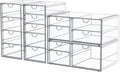 Makeup Organizer Storage With 16 Drawers, 4 Pcs Desktop Office Supplies, Desk Organizers, Clear Accessories, Dustproof Drawer and for Make Up, Jewelry, Pen, Stationary
