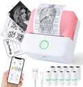 Print Pods Mini Printer, Thermal Inkless Sticker Maker with 10 Rolls Printing Paper, Pocket Printpod for phone, Impresora Portátil for Notes, Flashcards, Journal, DIY, Compatible with iOS & Android