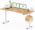 FLEXISPOT E6 MAX Bamboo Dual Motor 3 Stages Standing Desk 72x30 Inch Whole-Piece Board Electric Height Adjustable Stand Up Desk 150KG Load Capacity(White Frame + Bamboo Curved Desktop)