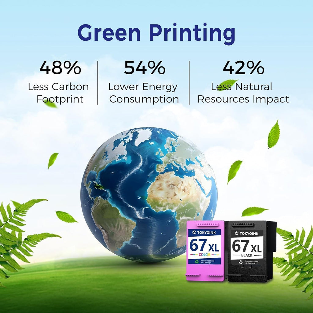 67XL Printer Ink Compatible for HP Ink 67 Replacement for HP67 67XL Ink Cartridges Black/Color Combo Pack Fit for DeskJet 2855e 2827e 4255e 2800e 2700e 2755e 4155e Envy 6000 6055e 6400 6455e Printer