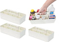 -Large Portable Caddy, DIY Dividers, 8 Compartments, School Office Supplies Home Business Organizer,Portable Basket with Handle Storage Organizer Modern Made in USA (4 PACK, Ivory)