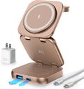 5-in-1 Wireless Charger for MagSafe, AC ISLAND Portable Travel Charging Station, 15W Max Fast Foldable Magnetic Stand, Evolved for iPhone 17/16/15/14/13 Series, Apple Watch, AirPods (with 35W Adapter)