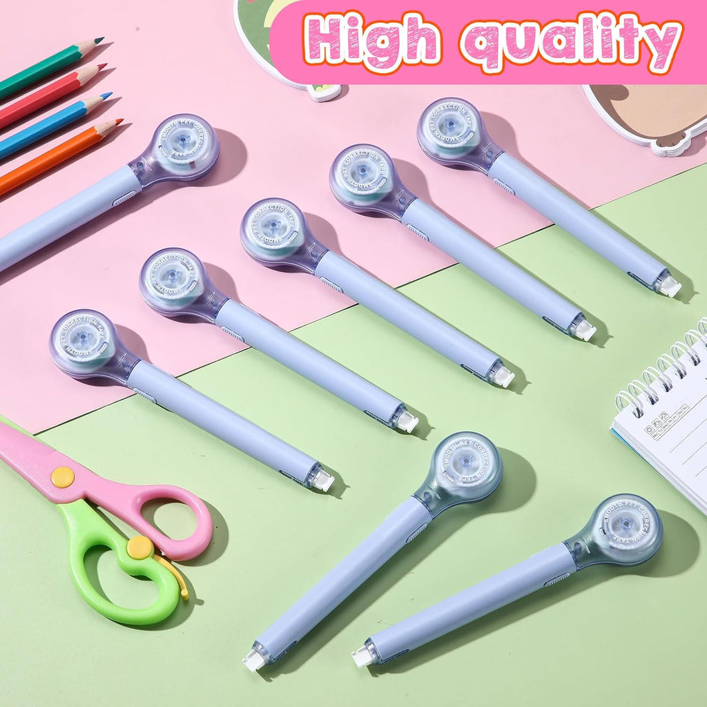 10 Pack Correction Tape Pen Correctional Ink Tape Push Pull Protective, Easy to Use Applicator for School Office Supplies, 0.2 x 236 Inch(Blue Color)