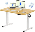 FLEXISPOT EN1 One-Piece Standing Desk 48 x 30 Inch Electric Height Adjustable Desk for Home Office and Computer Workstation (White Frame + Maple Top, 2 Packages)