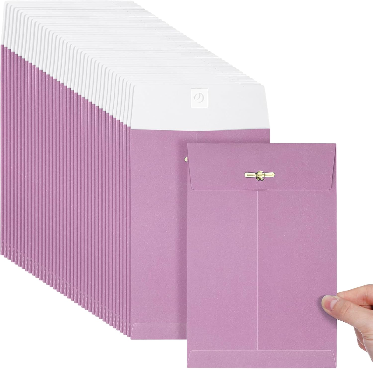 Teling 50 Pcs 5 x 7.5 Manilla Envelopes Clasp Kraft Catalog with Closure for Storing Mailing 28 lb Kraft Envelope Paper for Office Document School Business Home(Pink)