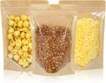 100 PCS Resealable Bags, Stand Up Kraft Bags with Window Clear Front Pouches, Zipper Lock Food Storage Bags 7.08×10.23 Inch Reusable Sealable Bags for Packaging