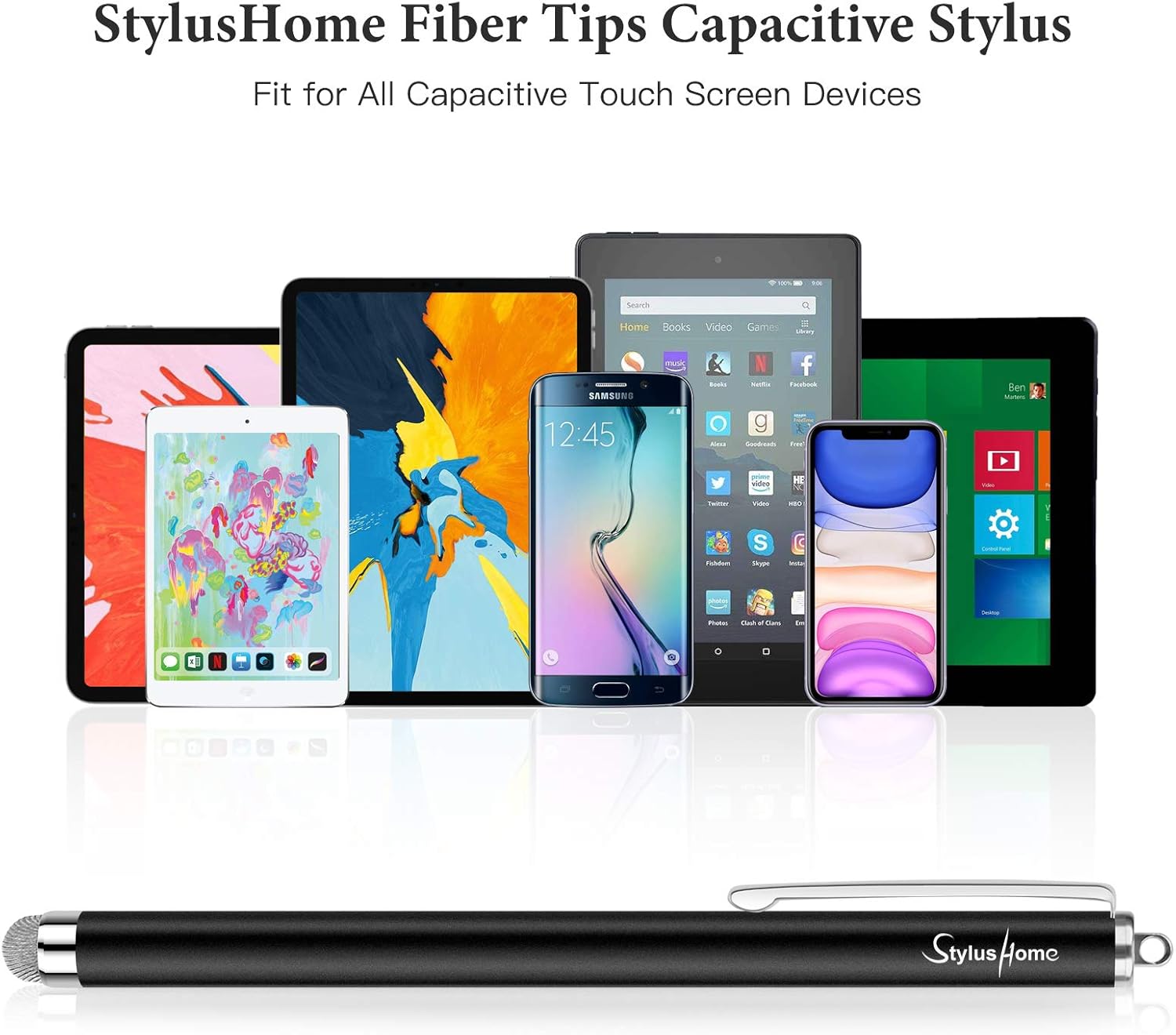 StylusHome Stylus Pens for Touch Screens (6 Pcs), Sensitivity Capacitive Stylus Fiber Tips Touch Screen Pen with 6 Extra Replaceable Tips for for iPad iPhone Tablets All Universal Touch Devices