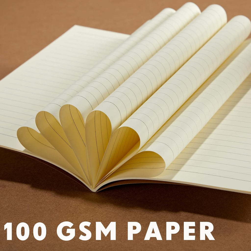 100 Pcs Kraft Notebook Journals 5.5 Inch x 8.3 Inch A5 Softcover Notebooks Bulk for Writing Sketch Office Notepad with 60 Pages 30 Sheets (Multicolor,Lined)(Brown,Lined)