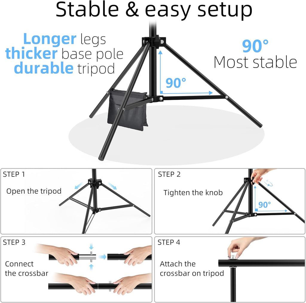 Photo Backdrop Stand 9ft x 10ft Photograhy Adjustable Background Stands Support Kit with Carry Bag for Photo Studio, Photoshoot, Parties, Photographic Equipments