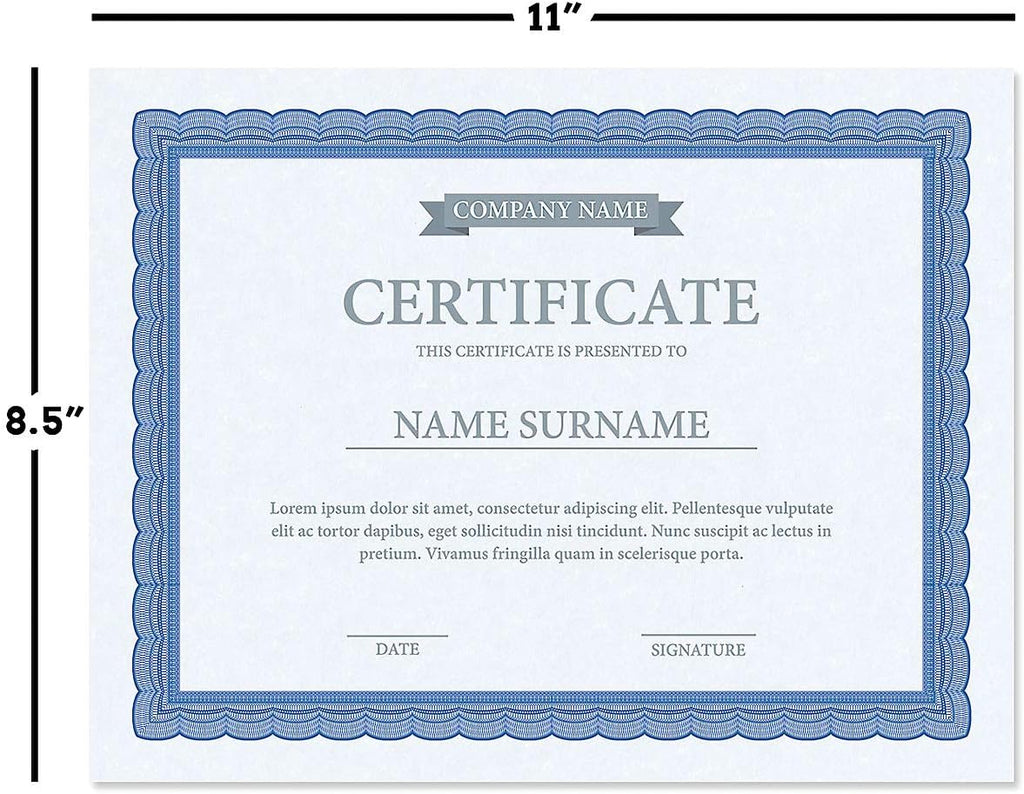 Executive Blue Parchment Certificate Papers - Pack of 100, Laser & Inkjet Printer Compatible, For Office, Business Awards, Graduation, School Diplomas, 8-1/2" x 11" on 60 lb. Text Stock