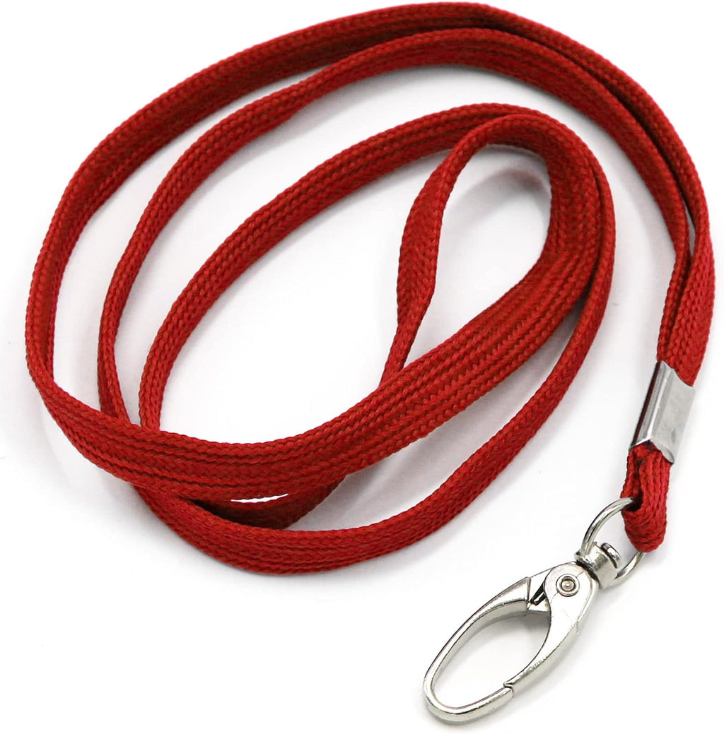 100 Pack Lanyards Bulk Lanyard for Office Id Badges Flat Lanyard with Badge Clip Swivel Hook (100 Pack, Red)
