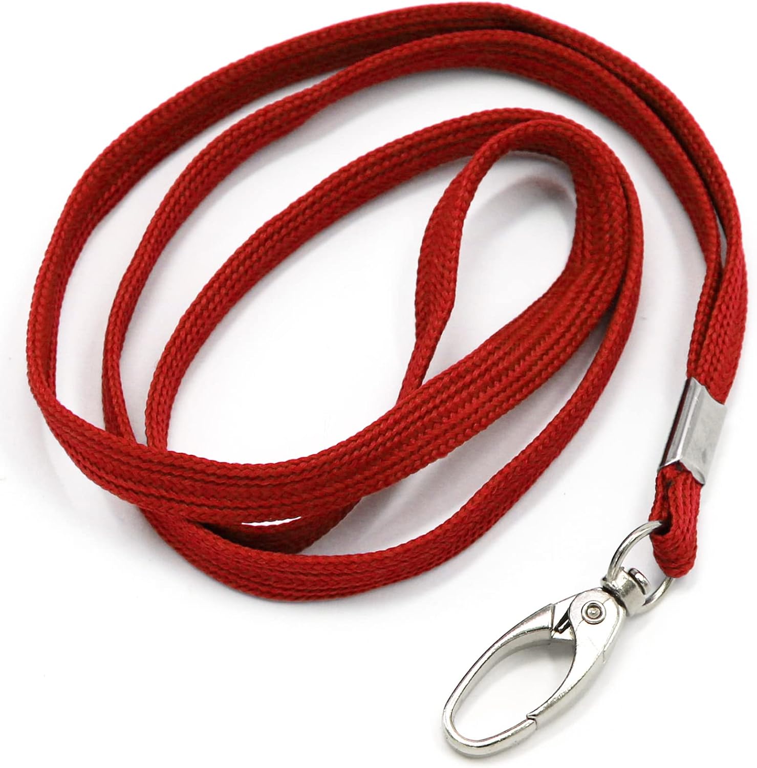 100 Pack Lanyards Bulk Lanyard for Office Id Badges Flat Lanyard with Badge Clip Swivel Hook (100 Pack, Red)
