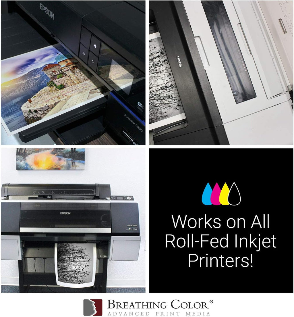 Elegance Velvet 60 in x 40 ft roll is a Premium Matte 310 gsm, Cold Pressed Bright White Museum Grade Fine Art Inkjet Paper, Compatible with Most Dye-Based and Pigment Printers