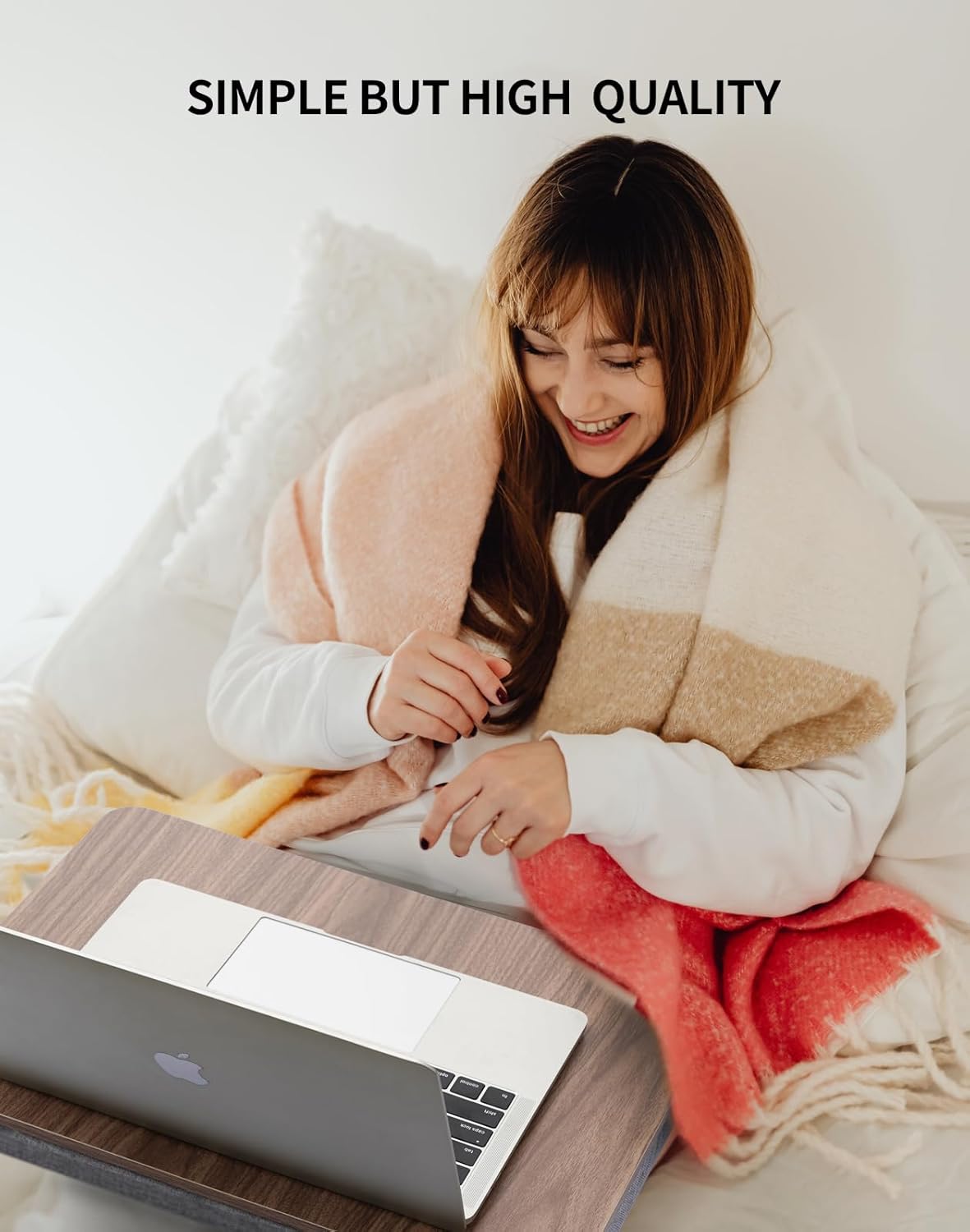 Portable Lap Laptop Desk with Pillow Cushion, Fits up to 15.6 inch Laptop, Lap Stand for Bed & Couch & Carpet, Book Tablet/Drawing Board/Computer Laptop Stand - Dark Brown Wood