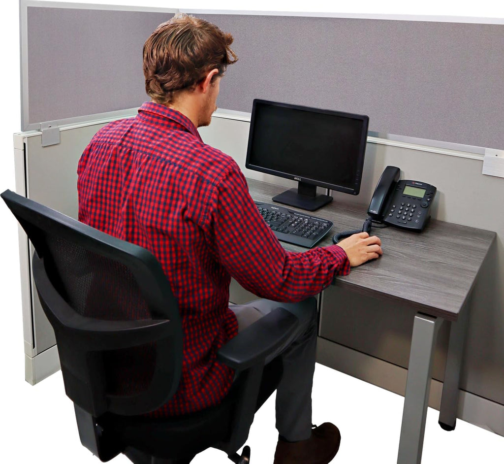 OBEX Acoustical Cubicle Privacy Screen Extender Desk Panel & Office Divider, Add Separation & Block Noise, 18" x 48", Slate