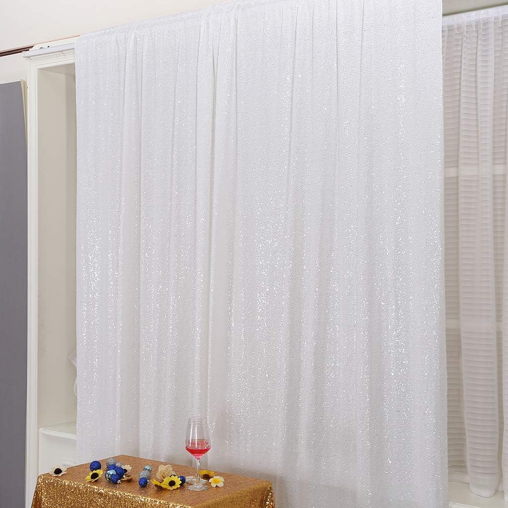 Eternal Beauty White Sequin Backdrop, 4x7 Ft Glitter Background Curtains for Christmas Shimmer Photography Party Wedding Birthday Back Drop Decor