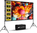 Projector Screen with Stand, Wootfairy 100 inch Foldable and Portable Projection Screen 16:9 4K HD Rear Front Wrinkle-Free Movie Screen with Carry Bag for Indoor Outdoor Home Theater Backyard Cinema