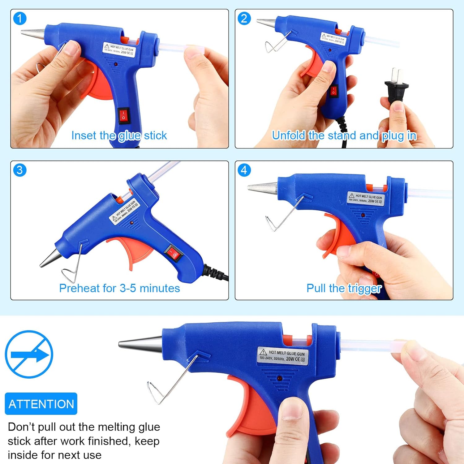 Zhengmy 8 Pcs Mini Hot Glue Gun with 40 Sticks Crafts Hot Glue Guns High Temp Repairs Kit for School DIY Arts Class Projects Office Home Quick Repairs