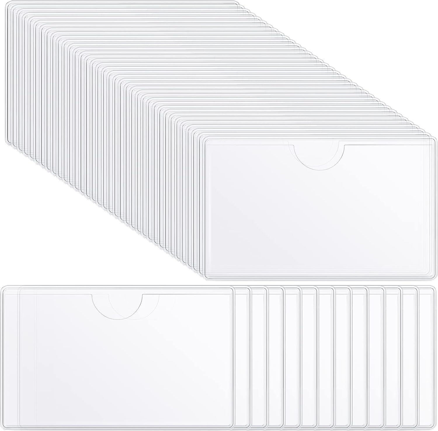 100 Self-adhesive Index Card Pockets Label Pockets sleeves with Top Open for Business Cards, Clear Plastic Sticky Labels Holders for Storage Bins Library Cards, Organizing Totes Shelves (3.7 x 2.28'')