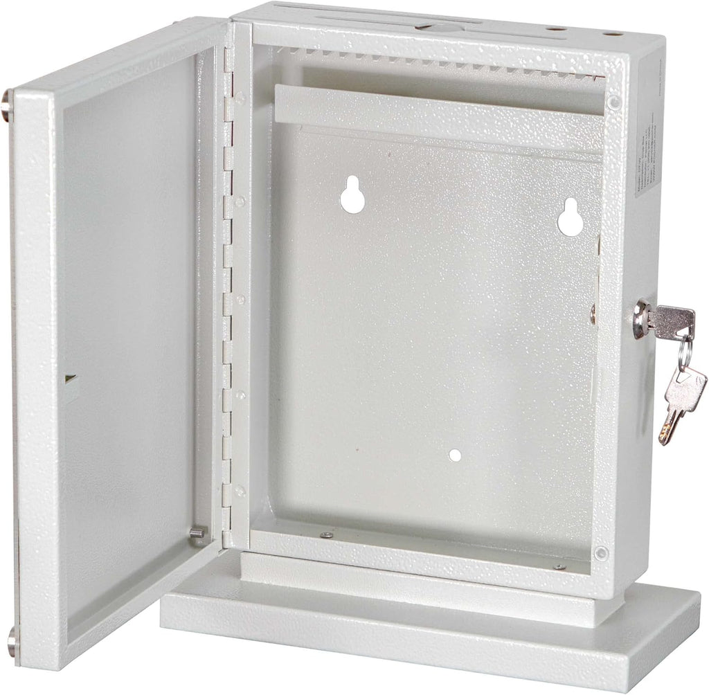 Large Suggestion Box With Slot and Lock - Metal Wall Mounted Ballot Box, Donation Case, Safe Lock Tip Jar For Fundraising, Hotel, Bar and School Voting Use (White, 10'' x 4.75'' x 12.5'')