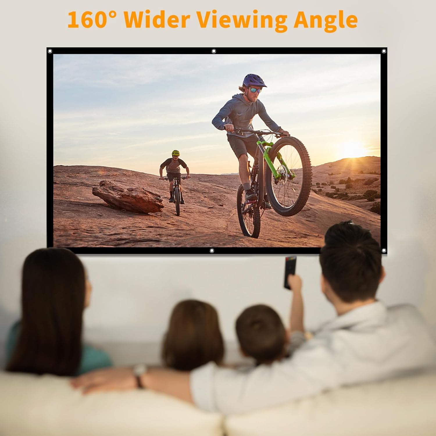 Taotique Projector Screen 72 inch, Movie Projector Screen 16:9 HD Foldable and Portable Anti-Crease Indoor Outdoor Projection Double Sided Video Projector Screen for Home, Party, Office, Classroom