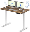 FLEXISPOT E3 Dual Motor Electric Standing Desk 55x28 Inch Whole-Piece Board Height Adjustable Electric Sit Stand Desk (White Frame + Special Walnut Desktop, 2 Packages)