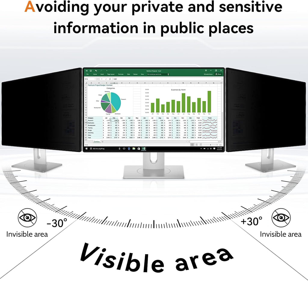 Mamol 20 Inch Computer Privacy Screen Filter for 16:9 Widescreen Monitor, Anti Glare & Blue Light Filter, Removable Computer Monitor Privacy Shield, Anti-Scratch Screen Protector Film 20 in