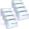 Uniclife 2 Pack Acrylic Business Card Holder for Desk 4 Slots Clear Business Card Display Stand for Men & Women Desktop Business Card Organizer Card Stand for Office Home Exhibition, 240 Card Capacity