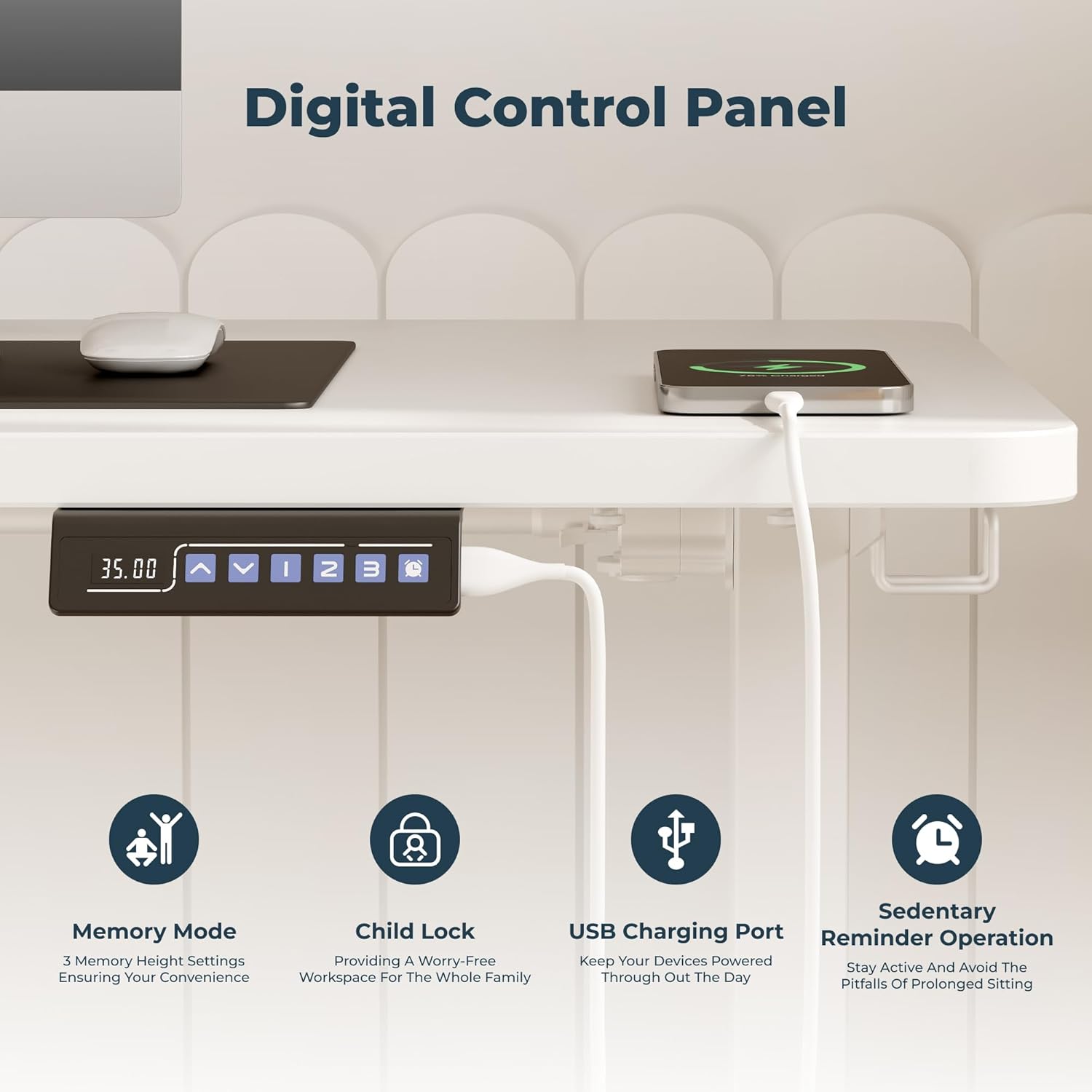 Adjustable Standing Desk, Large 79x31 Inches Standing Desk with Cable Management, Height Adjustable Home Office Computer Desk with Memory Preset&Charging USB Port&Sedentary Reminder